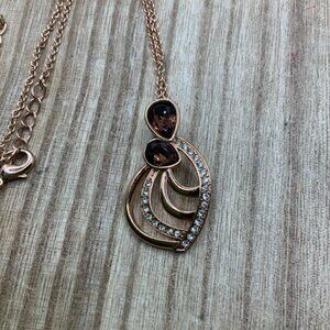 SHB (Avon) Amber Rose Gold Pendent Chain Necklace